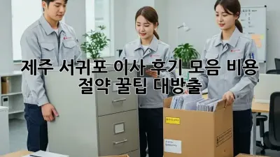 제주 서귀포 이사 후기 모음: 비용 절약 꿀팁 대방출!